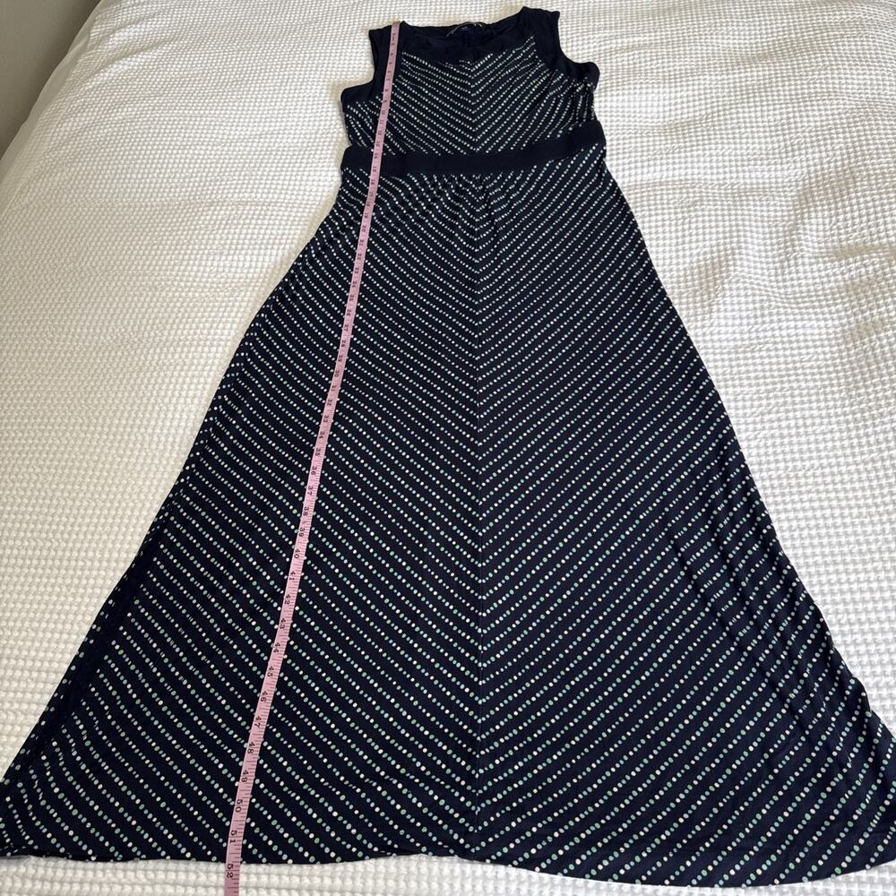 Lands End Maxi Dress Womens S/P Navy Colorful Polka Dot Sleeveless Comfort EUC - Picture 7 of 13
